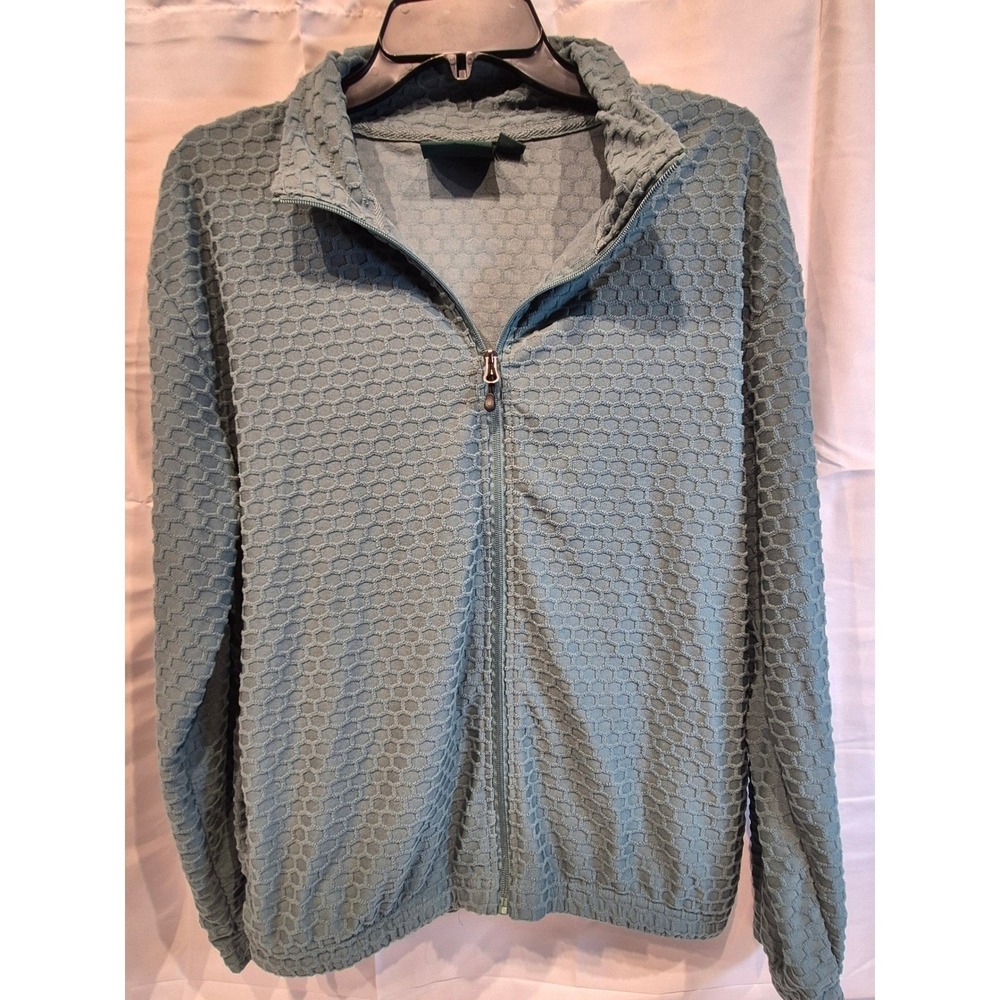 Stillwater Supply Co Womens XL Full Zip Honeycomb Textured‎ Jacket Blue Green